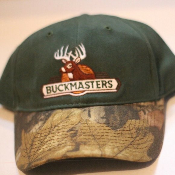 Buckmasters ~ Men's Green Ball Cap Camouflage Camo Brim Adjustable back New - Picture 1 of 7